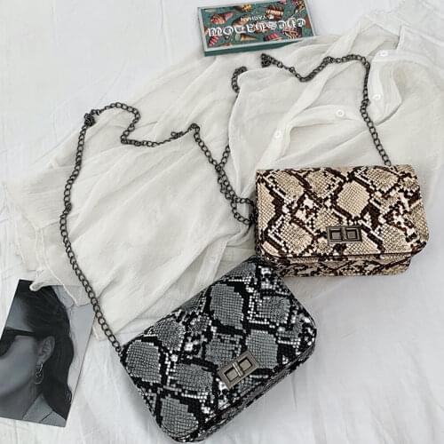 Luxury Handbags Women Bags Designer Serpentine Small Square Crossbody Bags Wild Girls Snake Print Shoulder Messenger Bag