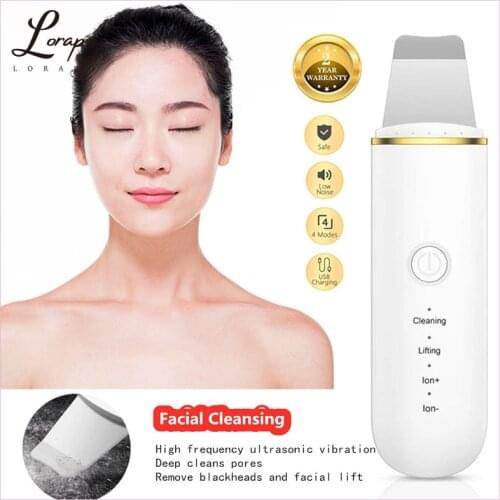 Ultrasonic Skin Scrubber Deep Cleansing Facial Cavitation Peeling Cleansing Spatula Exfoliating Beauty Ultrasonic Cleaner