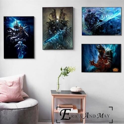 WOW King Lich Game Artwork Vintage Poster Prints Oil Painting On Canvas Wall Art Murals Pictures For Living Room Decoration