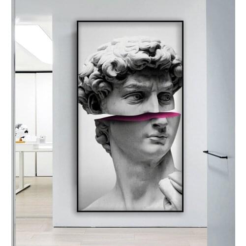Funny Art Of David Vaporwave Sculpture Canvas Art Posters And Prints Abstract David Canvas Paintings On the Wall Art Pictures