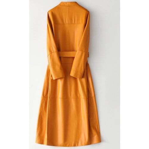 100% Natural Sheepskin Coat Female Long Vintage Genuine Leather Jacket Women Korean Real Leather Windbreaker Jackets Zy03