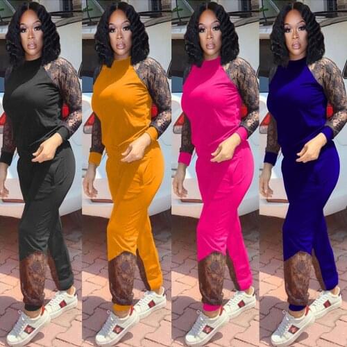 2021 women clothes fall clothing for women Fashion lace movement 2 piece set women clothing