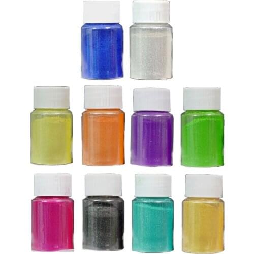 13MC 10 Colors Bright Aurora Pearl Pigment Powder Mica Pearlescent Colorants Resin Colorant Dye Pigment Resin Craft Tools