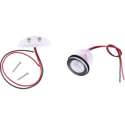 2pcs Waterproof Boat Cabin Lights Courtesy Stair Deck Light Caravan Marker Lamp 12V Marine Blue LED + Cool White LED