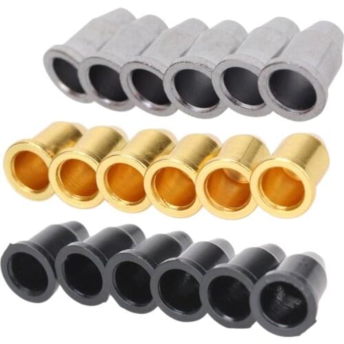 6pcs Guitar String Caps Mounting Buckle Through Body Ferrules Bushing Parts Guitar Accessories Black Silver Gold