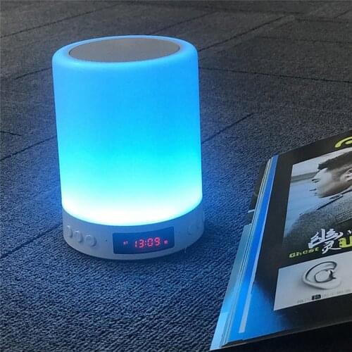 Wireless Cylinder Colorful Night Light Bluetooth Speaker Alarm Clock Home Decor Wireless Bluetooth Speaker Heavy Bass Speaker