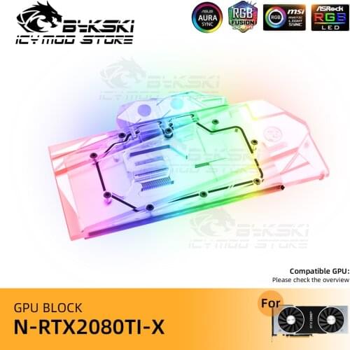 Bykski GPU Water Block Full Coverage For NVIDIA Foundation RTX2080/2080TI/2080 Super/2070 VGA Cooler A-RGB 12V/5V N-RTX2080TI-X