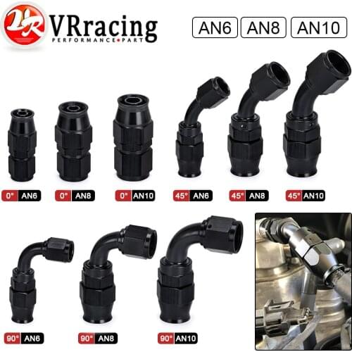 1 Piece PTEF AN6 8 10 Straight 45 90 Degree Reusable Swivel Hose End Fitting For Stainless Steel Braided hose Black Red Blue