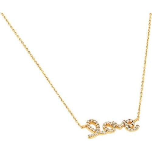 Trendy Gold and Silver and Rose Gold CZ "Love" Letter pendant women Necklace beauty gift for women and lover