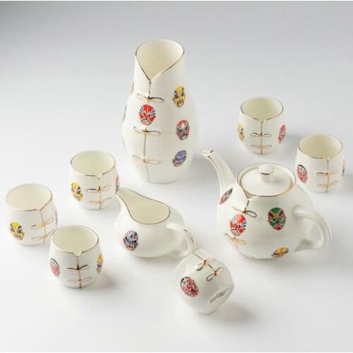 Tangshan bone china tea set teapot ceramic Tang suit