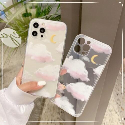 Cartoon Weather Case for IPhone 12 Pro Max Mini 11 XS XR X SE 2020 8 7 SE2020 Plus Cute Moon Cloud Rainbow Back Cover Capa