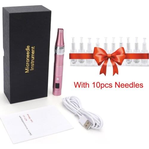 Electric Derma Pen Wireless with 10pcs Needles Skin Care Machine Professional Microblading Derma Needles Dr Pen Mesotherapy Tool