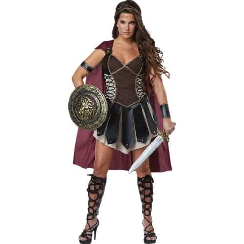 Adult Women Medieval Warrior Princess Costume Halloween Carnival Party Cosplay Dress