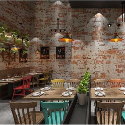 Beibehang High-end Retro nostalgic industrial wind brick wallpaper antique restaurant background bar clothing store wallpaper