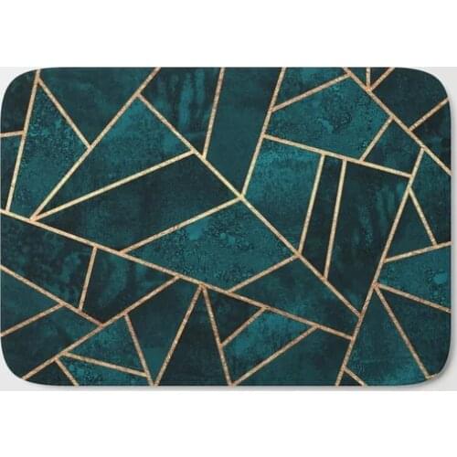 HOT Bathroom Rugs Deep Teal Stone Bath Mat Flannel Absorbent Non Slip Doormat for Entrance Door Bathroom Mat Set