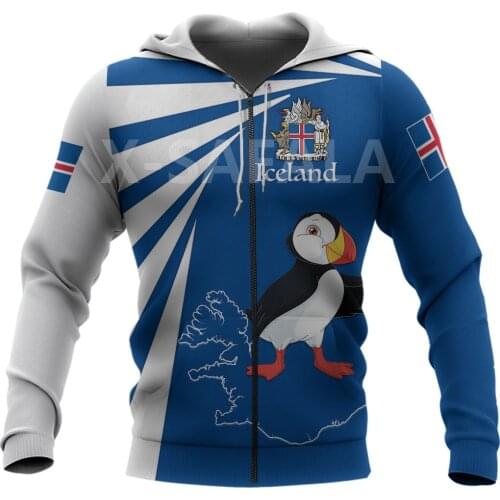 X-Safala Island Viking Puffin Map 3D All Printed Hoodie Man Women Harajuku Outwear Zipper Pullover Sweatshirt Casual Jacket