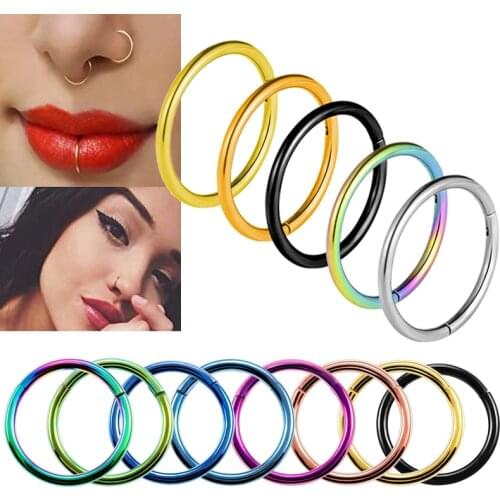 Surgical Titanium Hinged Segment Nose Ring Open Small Septum Piercing Nose Earrings Women Men Ear Nose Piercing Body Jewelry
