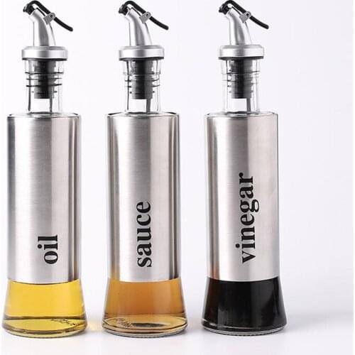 Kitchen Baking Oil Cook Empty Bottle Vinegar Bottle Oil Dispenser Cooking Tool Salad BBQ Cooking Stainless Steel Glass Oil Pot