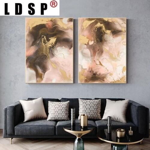 LDSP Nordic Abstract Golden Marbling Canvas Painting Wall Art Print Poster Picture Modern Living Room Home Decor