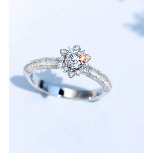 Hot Sell Trendy Shiny Zircon Rings for Women Wedding Engagement Jewelry s925 Sterling Silver Rings Jewelry Gift for Girls