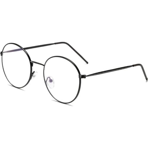 Metal Anti-blue Light Glasses Frame Fashion Vintage Round Eyeglasses Eye Protection Flat Mirror Clear Lens Ultralight