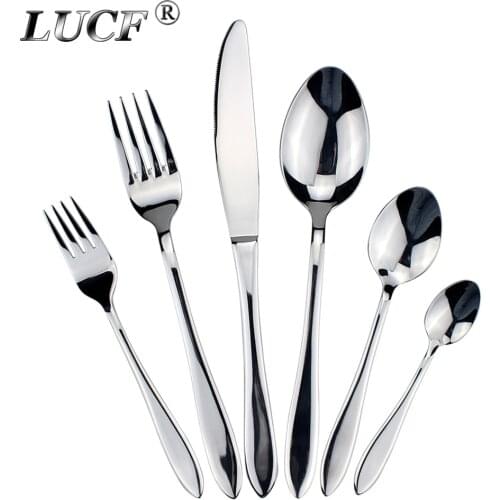LUCF High Grade Stainless Steel Luxury Cutlery Pretty Western Dinnerware Cake Fork Coffee Spoon 6 option utensils For Kitchen