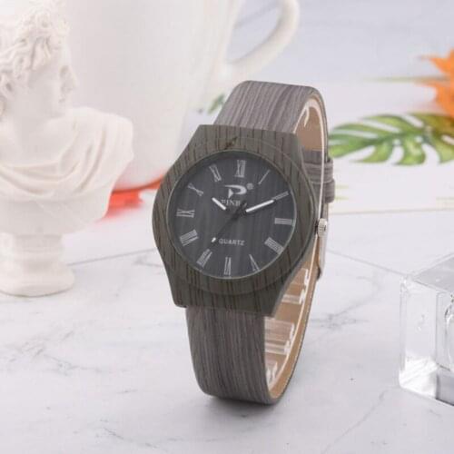 Men Women Quartz Watch PU Leather Wood Pattern Sport Casual Watches Relojes masculino drop shipping Analog wristwatches