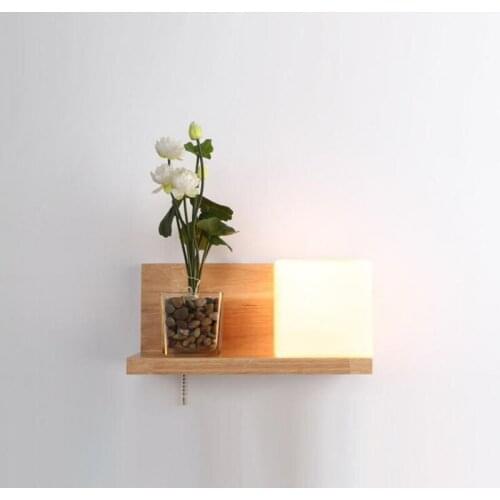 Wood Wall lamp Simple Bedside Living Room Balcony Lighting Creative Lamp Bedroom Corridor Aisle Lighting Wall Lighting LED