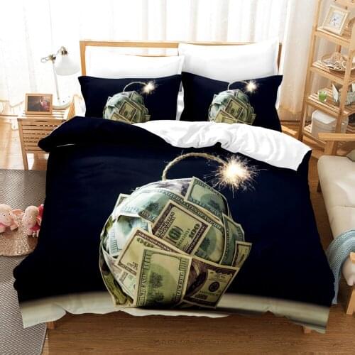 3D Money Printed Pillowcases Bedding Set Queen King Size Dropshipping High End King Queen Twin Full Single Double