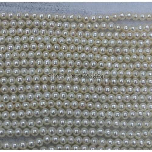 Wholesale Pearl Jewelry 4-4.5MM AA+ Round Ivory White Cultured Freshwater Pearl Strand Real Beads Littler Girl Pearl Material