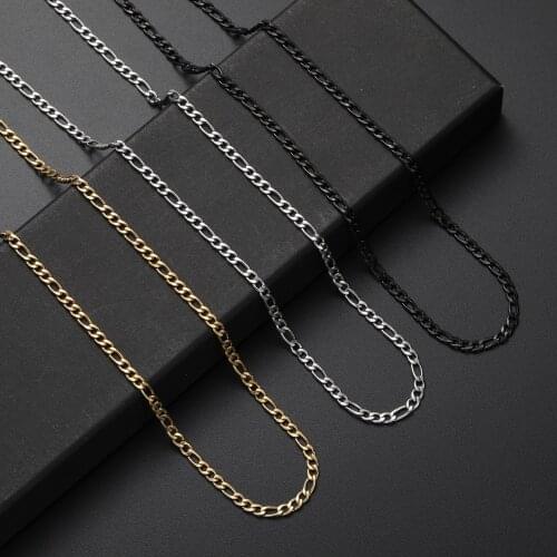 New Width 4MM Stainless Steel Plated Gold Black Chain Necklace Fashion Gift Jewelry For Men and Women Top Quality 50/55/60/70CM