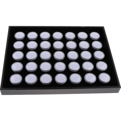 Foam Gem Jars Insert Gemstone Diamond Storage Gem Stone Display Box Travel Showcase Storage Show Tool (Round Jars Dia 3cm)