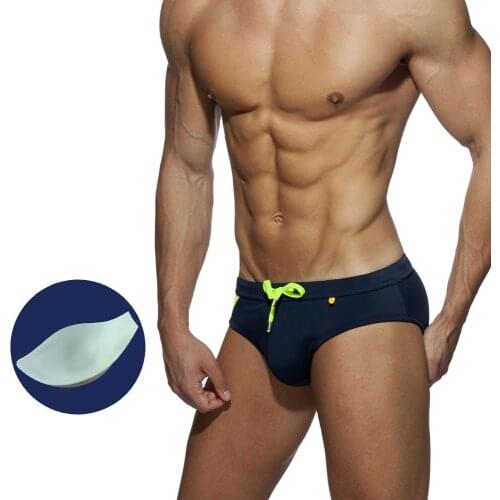 Men Swim Briefs Simple Solid Color Matching Fashion Triangle Swimwear With Pad Summer Quick Dry Beach Surf Trunks