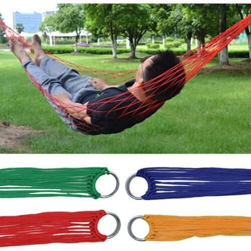 Portable Nylon Mesh Hammock Net Sleeping Bed For Outdoor Patio Porch Garden Hammock Hanging Swing Travel Camping Accessories