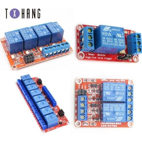 Relay module 1 2 4 Channel 24V Relay Module Board Shield with Optocoupler Support High and Low Level Trigger