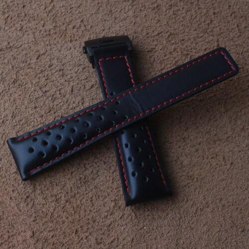 19MM 20MM 22MM COW LEATHER Watch Straps Watchband for tag heuer fiyta tissot Watch band Red Stitch Genuine bracelet High quality