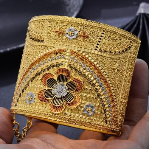Luxury Bride 24K Gold Color Dubai Bangles For Women African Ethiopian Bracelets Wedding Jewelry Bracelets Party Gifts