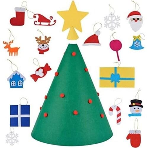 DIY Felt Christmas Tree Merry Christmas Decor Santa Claus Snowflake Deer New Year Gifts Christmas Ornaments Navidad Home 2020