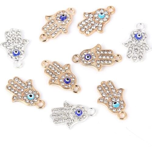 10pcs Hand Beads Charm Connector With Rhinestone DIY Bracelet Necklace For Women Men DIY Jewelry Accessories