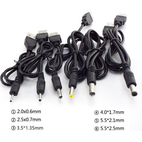 USB A Male to DC 2.0 0.6 2.5 3.5 1.35 4.0 1.7 5.5 2.1 5.5 2.5mm Power supply cord Plug Jack extension cable connector charger
