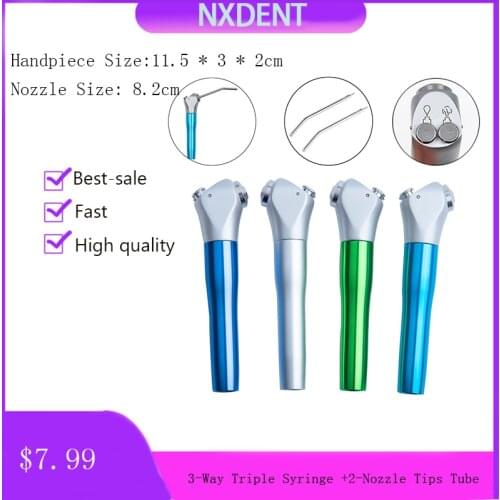 1sets Dental 3-Way Triple Syringe Air Water Spray Handpiece + 2 Autoclavable Nozzle Tips Tube For Teeth Dental Care Equipment