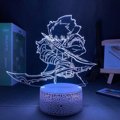 Anime Figure Solo Leveling Led Panel Lights for Childrens Room Decor Night Light Kid Bithday Gift Manga Solo Leveling USB Light