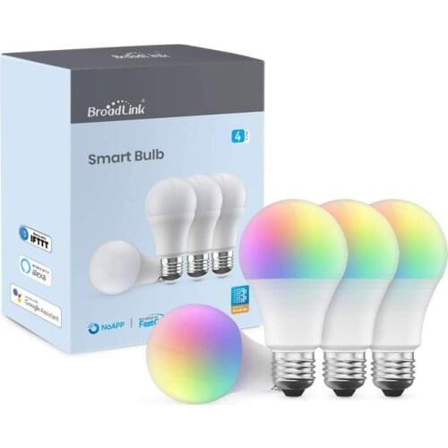 BroadLink Smart Bulb LB27 10W RGB Dimmable Wi-Fi LED Light Color Changing Works with Alexa, Google Home, Siri
