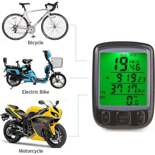 Bicycle Computer Waterproof Cycling Odometer Speedometer with LCD Backlight Bike Computer