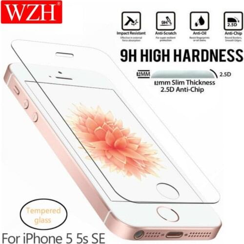WZH 0.26mm 2.5D Protective Glass For iPhone 5S Tempered glass for iPhone 5 SE 5C Screen Protector On Tempered Glass Film 9H HD