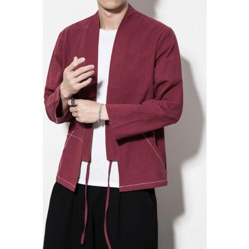 Japanese Kimono Cardigan Men 2019 Japanese Fashion Shirt Kimonos Karate Samurai Costume Yukata Haori Japanese Pajamas Man KK2742