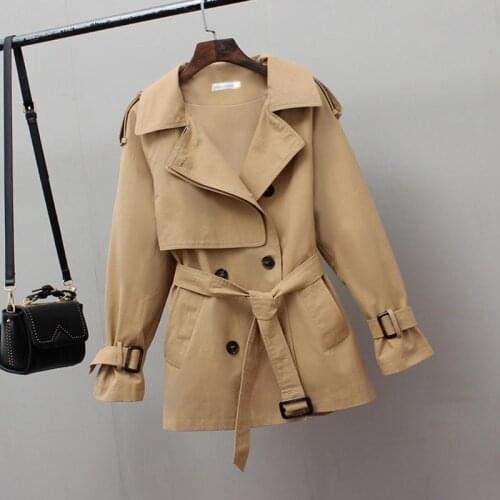 2020 Ladies Spring Trench Coat Casual Loose Safari Clothes Fashion Suit Collar Trench Coat Belt