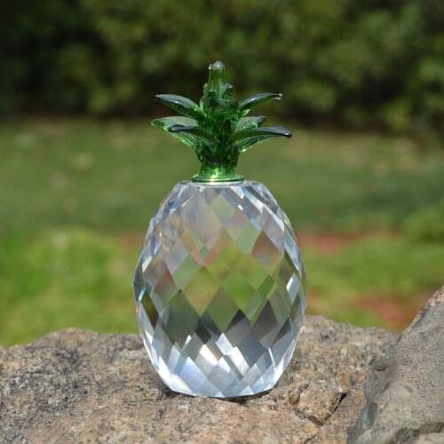 1PC Crystal Glass Pineapple Craft Paperweight Fengshui Figurine Home Table Decoration Ornaments Party Gifts Accessories ME 027