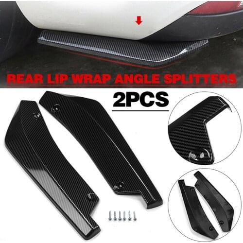 2Pcs Glossy Carbon Fiber Car Bumper Fin Canard Splitter Diffuser Spoiler Lip Anti-Scratch Protector Bumper Auto Accessories