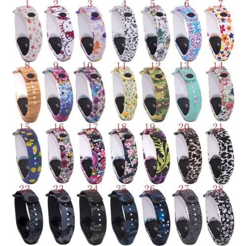 200PCS Printed Patterns Strap For Xiaomi Mi Band 4 3 Smart Band Accessories For Xiaomi Miband 3 Smart Wristband Strap Spot goods